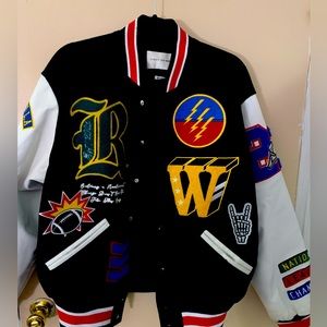 Multicolored Varsity Bomber Jacket with patches